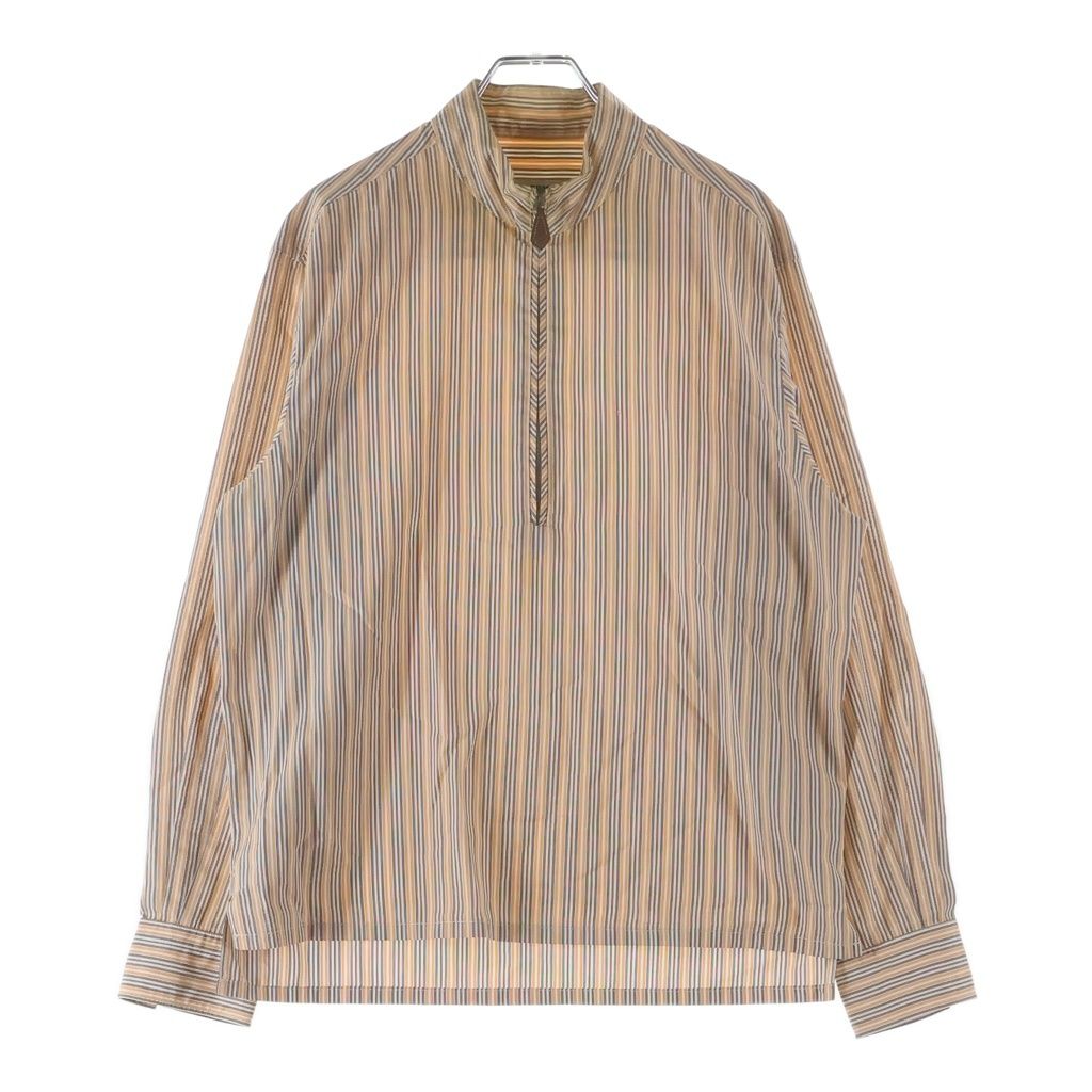 Hermes Half Zip Shirt Border Orange Multicolor Cotton