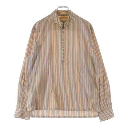 Hermes Half Zip Shirt Border Orange Multicolor Cotton