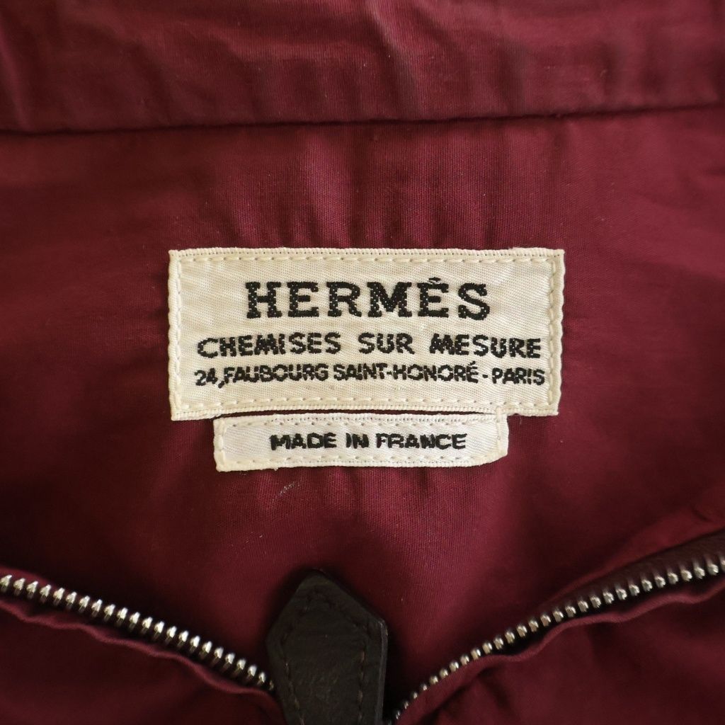 Hermes Half Zip Long Sleeve Nylon Shirt Bordeaux Wine Red — view 7