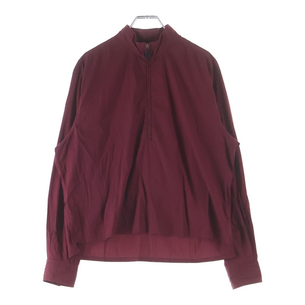 Hermes Half Zip Long Sleeve Nylon Shirt Bordeaux Wine Red