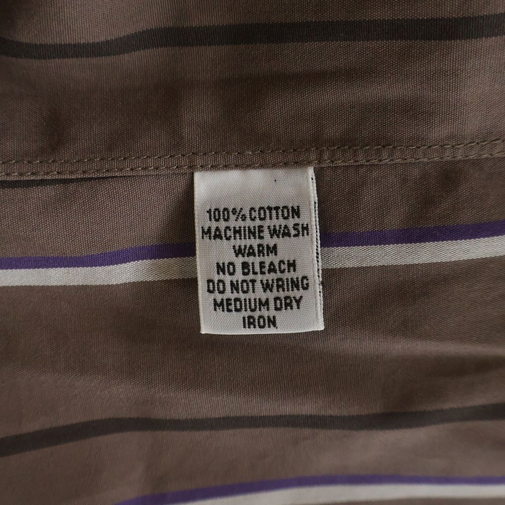 Hermes Half Zip Shirt Striped Khaki Brown Cotton — view 8
