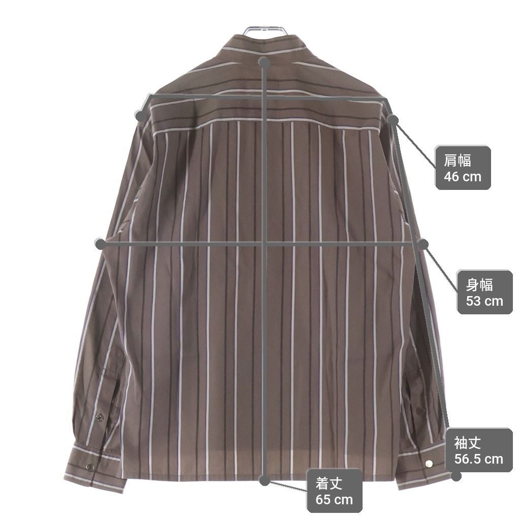 Hermes Half Zip Shirt Striped Khaki Brown Cotton — view 9