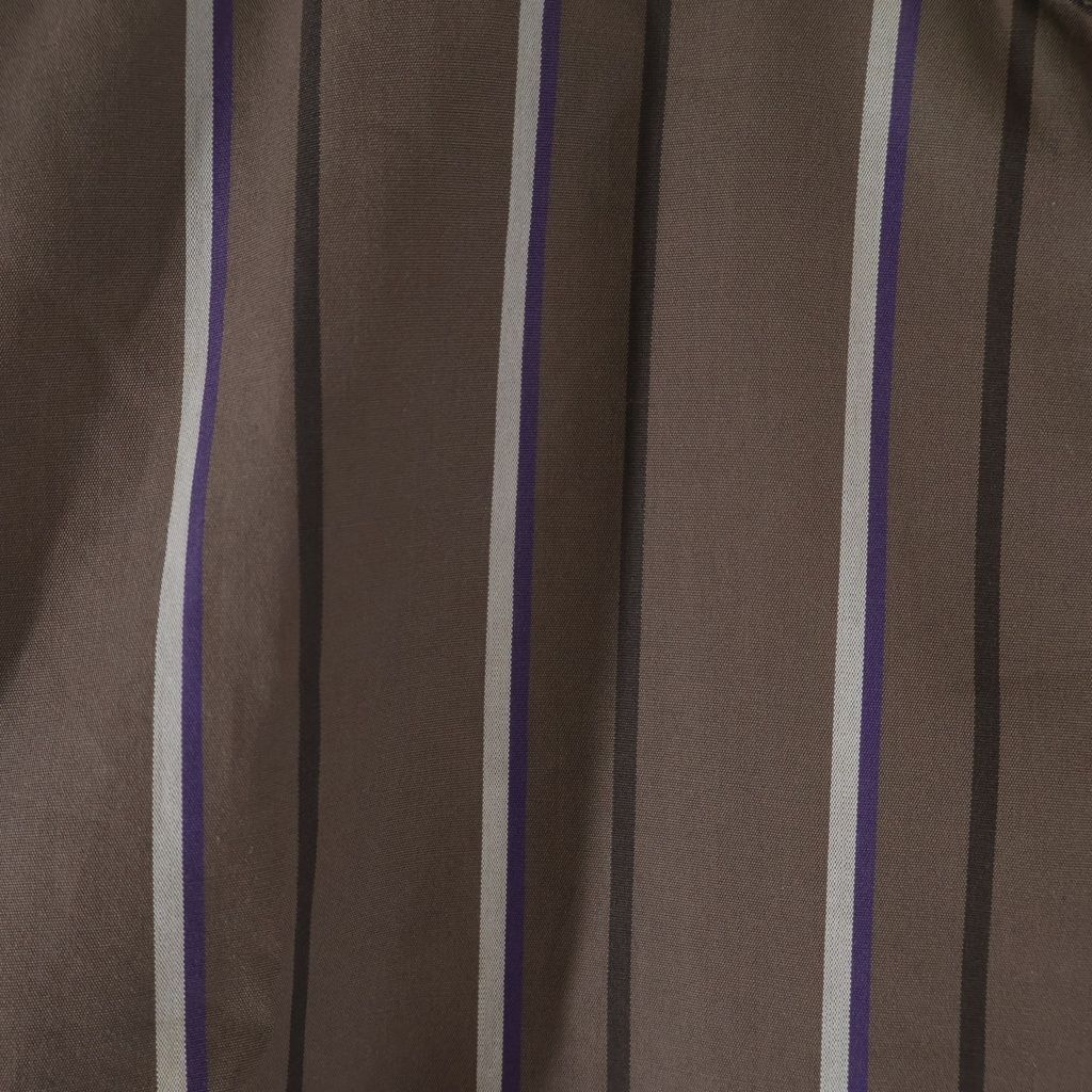 Hermes Half Zip Shirt Striped Khaki Brown Cotton — view 5