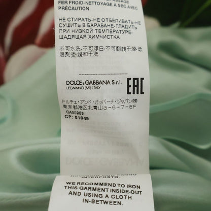 Dolce & Gabbana Flower Allover Print Rayon Tight Long Skirt Light Blue — view 8