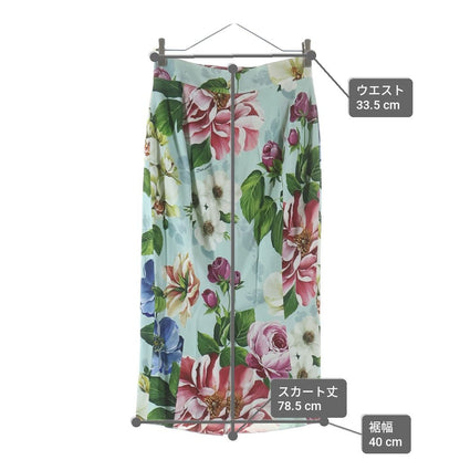 Dolce & Gabbana Flower Allover Print Rayon Tight Long Skirt Light Blue — view 9