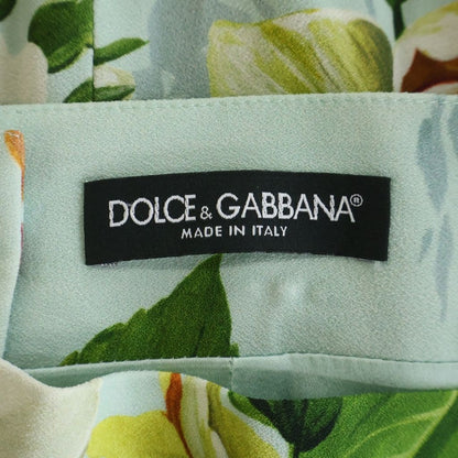 Dolce & Gabbana Flower Allover Print Rayon Tight Long Skirt Light Blue — view 6