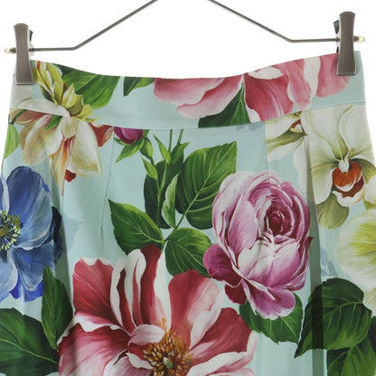 Dolce & Gabbana Flower Allover Print Rayon Tight Long Skirt Light Blue — view 3