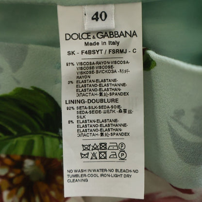 Dolce & Gabbana Flower Allover Print Rayon Tight Long Skirt Light Blue — view 7