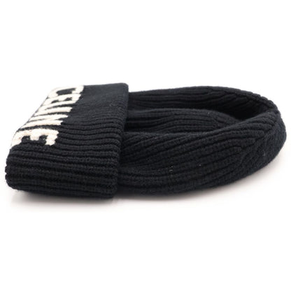 Celine Wool Cashmere Blend Beanie Knit Hat Black — view 3