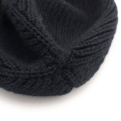Celine Wool Cashmere Blend Beanie Knit Hat Black — view 6