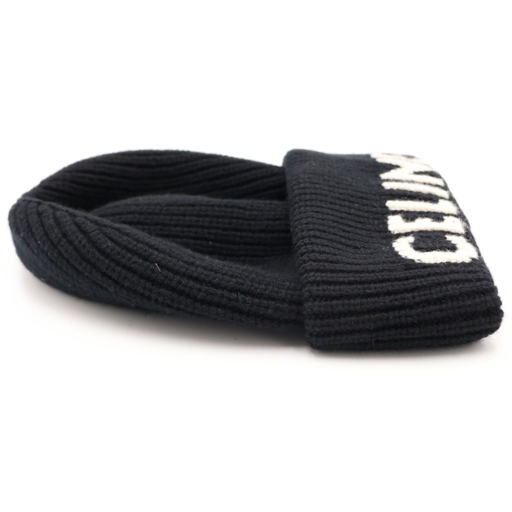 Celine Wool Cashmere Blend Beanie Knit Hat Black — view 4