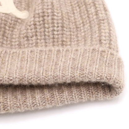Celine Triomphe Patch Cashmere Knit Hat Beanie Ivory — view 5