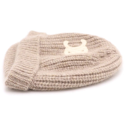 Celine Triomphe Patch Cashmere Knit Hat Beanie Ivory — view 3
