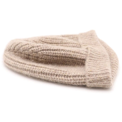 Celine Triomphe Patch Cashmere Knit Hat Beanie Ivory — view 4