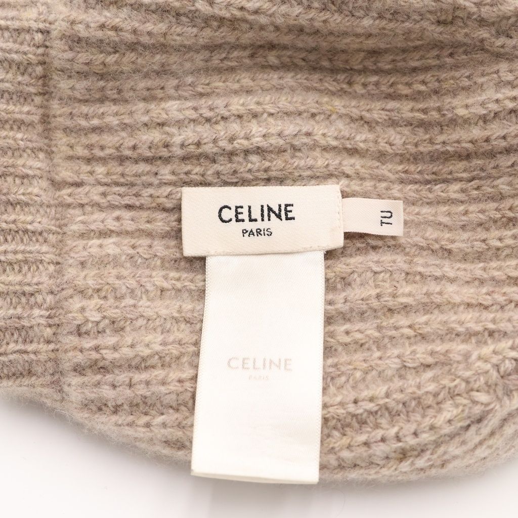 Celine Triomphe Patch Cashmere Knit Hat Beanie Ivory — view 7