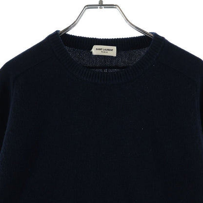 Saint Laurent Paris Cashmere Crew Neck Knit Sweater Navy — view 3
