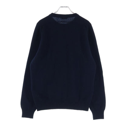 Saint Laurent Paris Cashmere Crew Neck Knit Sweater Navy — view 2