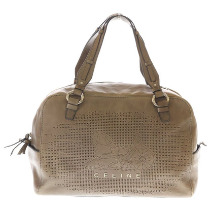 Celine Boogie Boston Bag Beige Brown Leather Gold