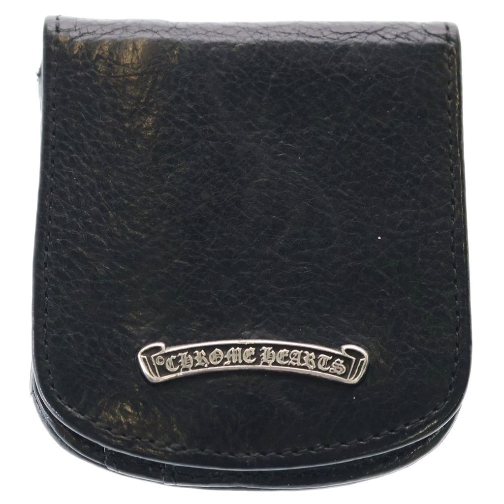Chrome Hearts Taxi Scroll Label Leather Coin Case Wallet Black