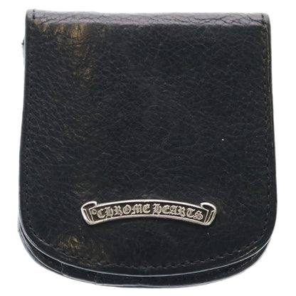 Chrome Hearts Taxi Scroll Label Leather Coin Case Wallet Black