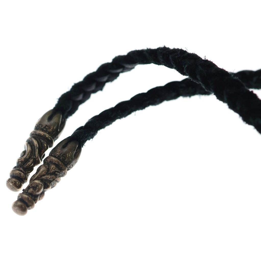 Chrome Hearts Leather Braid Scroll Necklace Black Silver — view 4