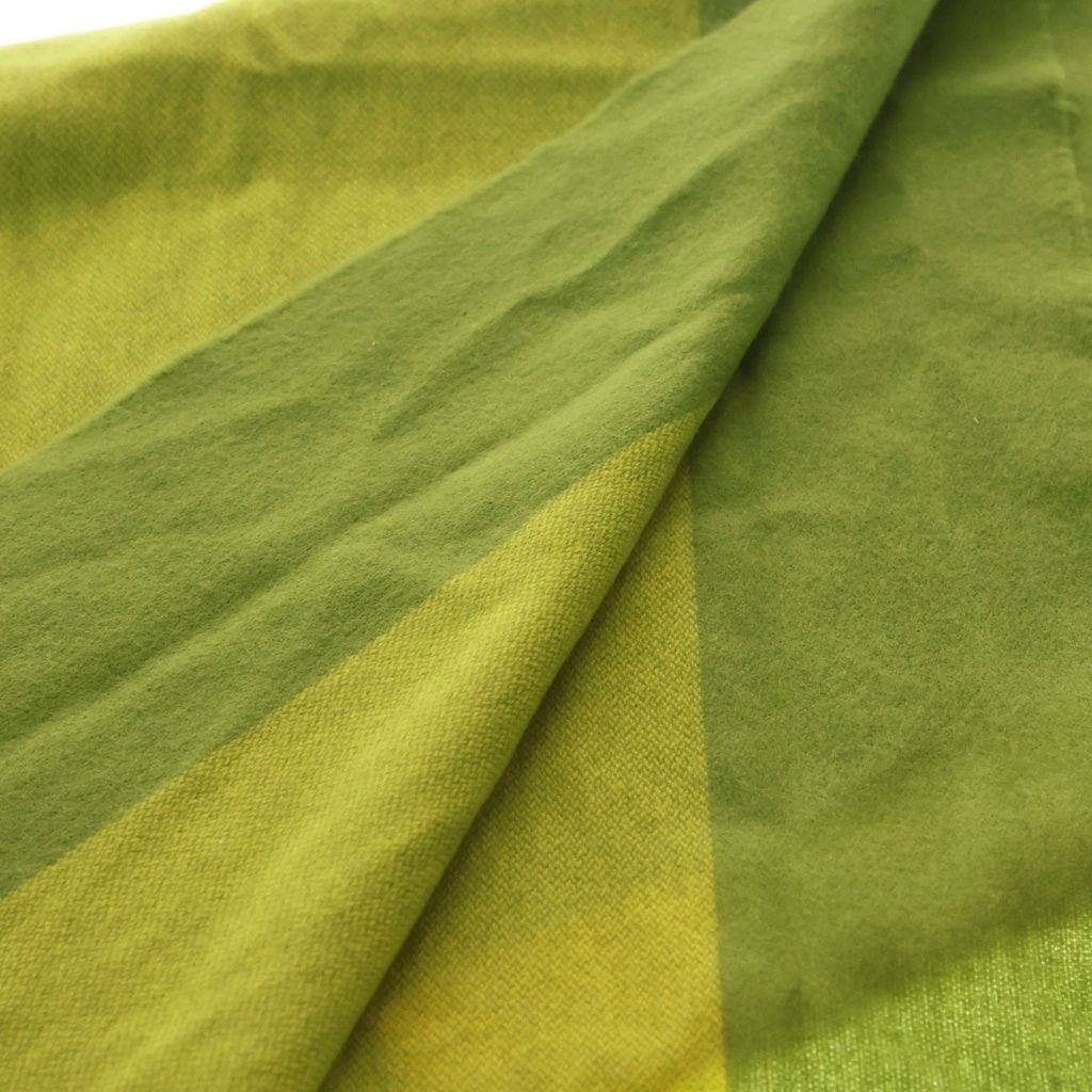 Hermes Series Logo Embroidery Cashmere Fringe Scarf Green Yellow — view 6