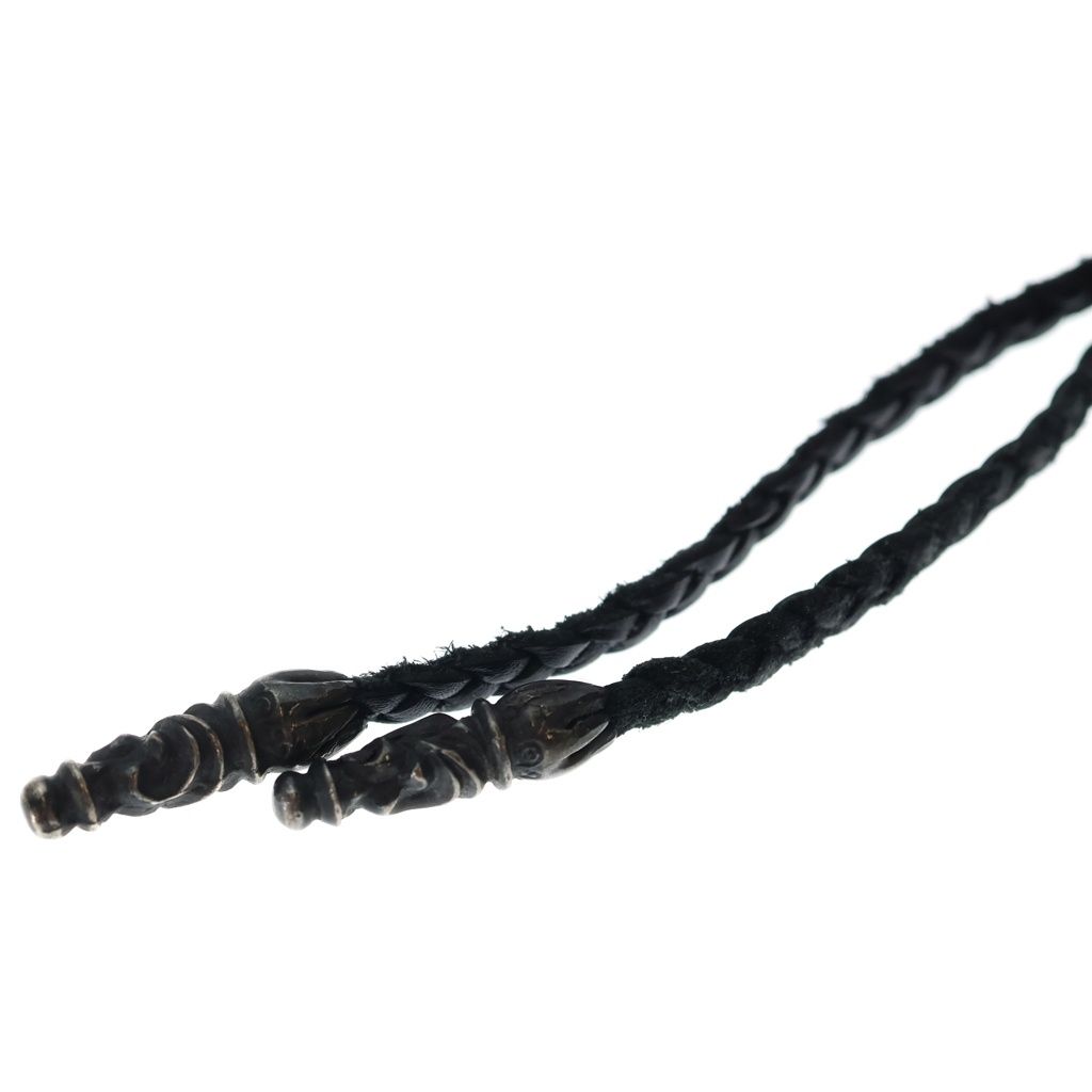 Chrome Hearts Leather Braid Scroll Necklace Black Silver — view 4