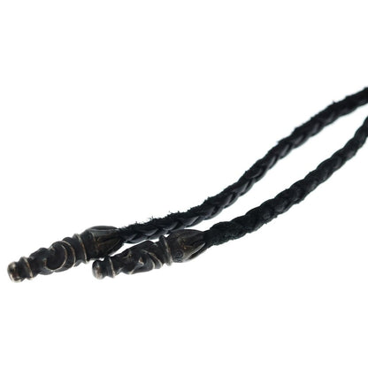 Chrome Hearts Leather Braid Scroll Necklace Black Silver — view 4