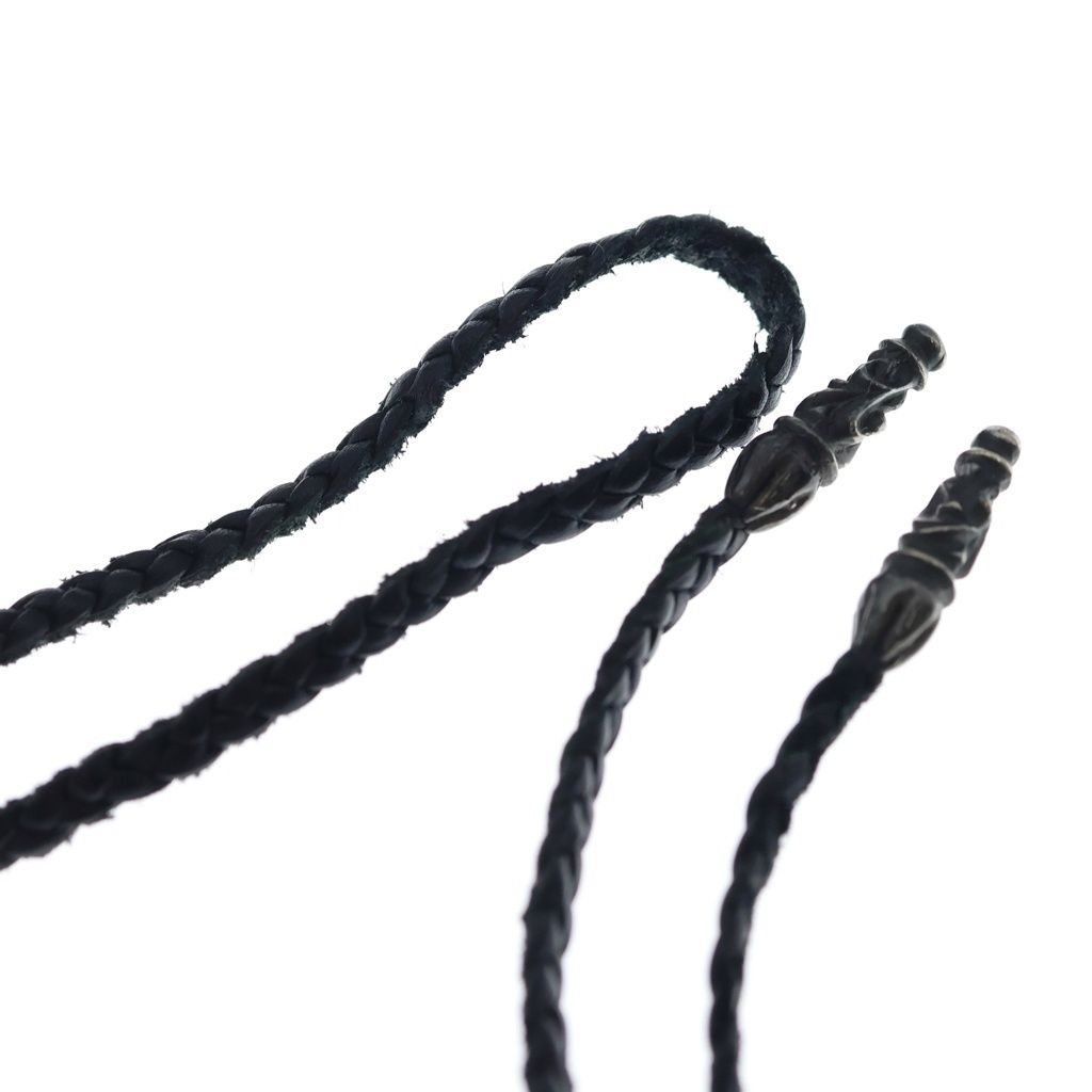 Chrome Hearts Leather Braid Scroll Necklace Black Silver — view 6