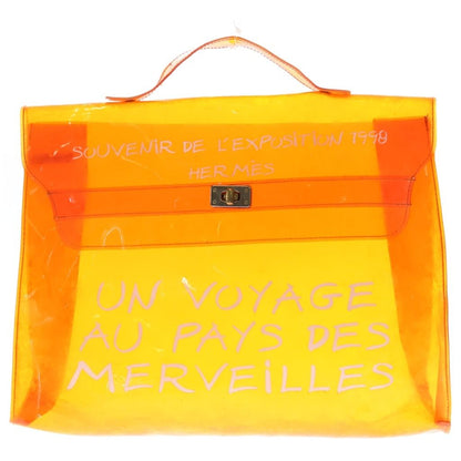 Hermes Vinyl Kelly Handbag Orange Enamel
