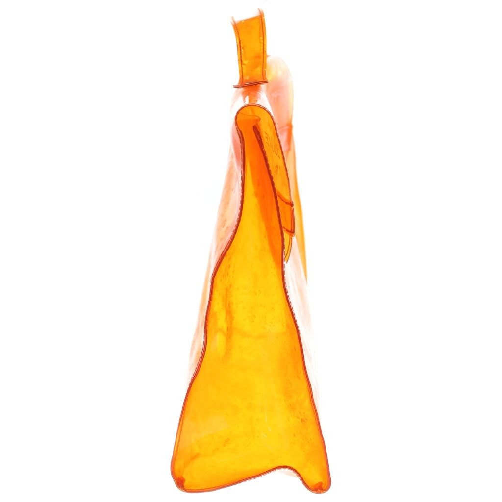 Hermes Vinyl Kelly Handbag Orange Enamel — view 3