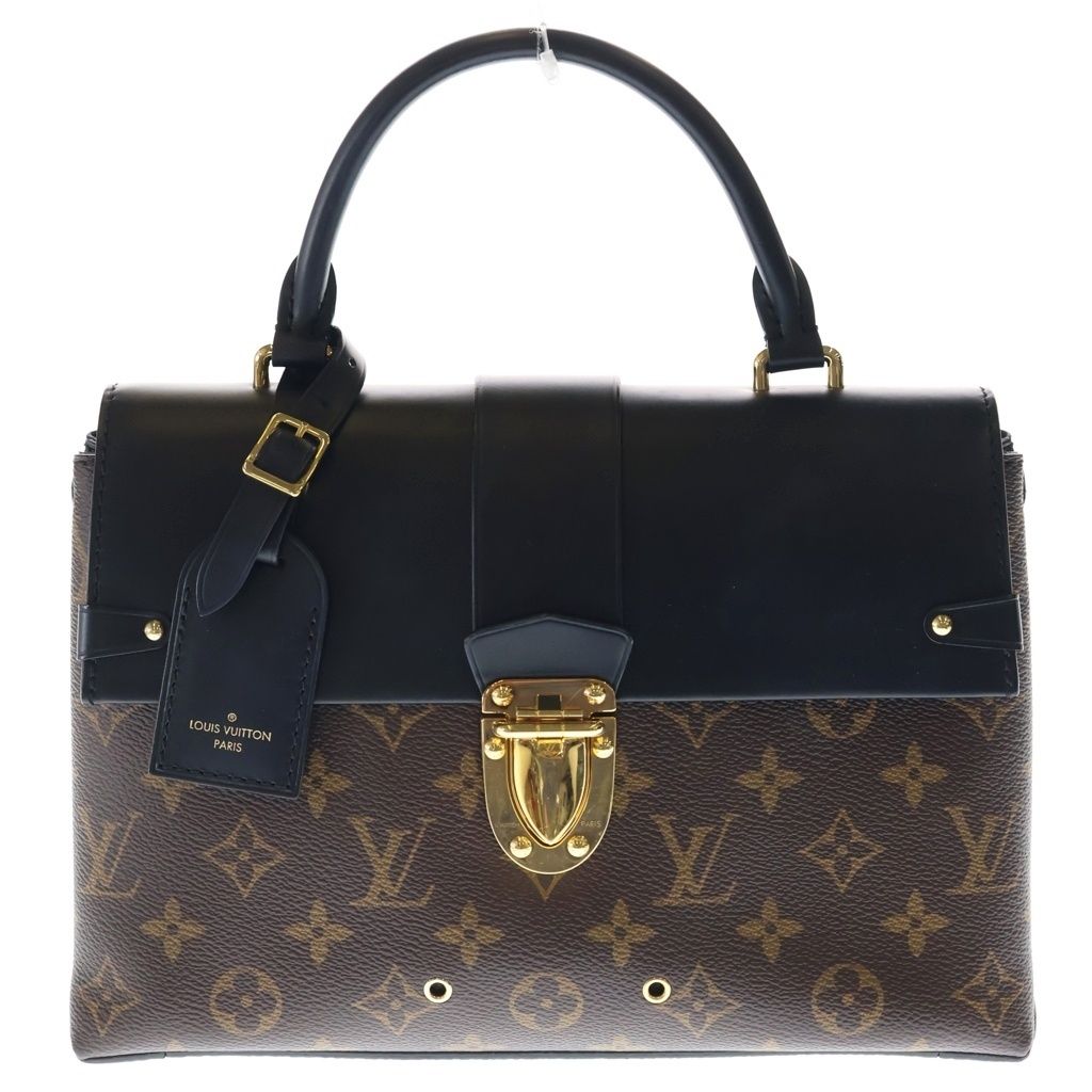 Louis Vuitton Monogram One Handle Flap Bag Handbag Black Brown Leather Gold