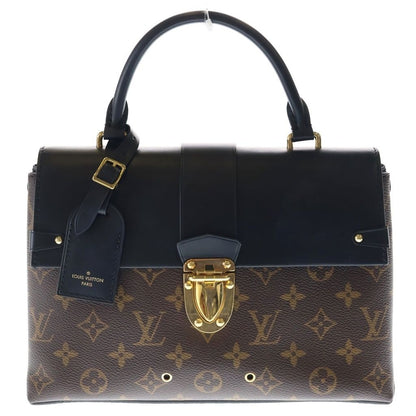 Louis Vuitton Monogram One Handle Flap Bag Handbag Black Brown Leather Gold