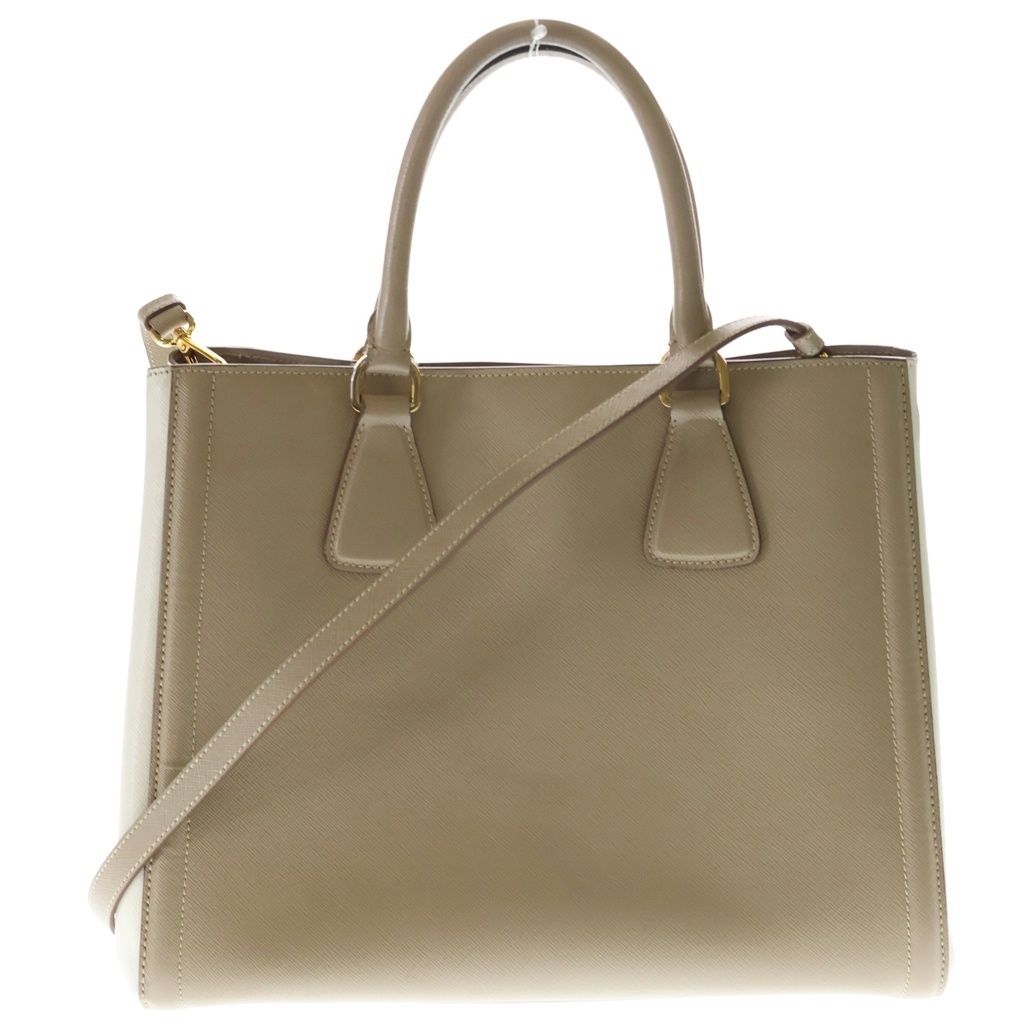 Prada Galleria 2-Way Shoulder Bag Beige Ivory Leather Gold — view 2