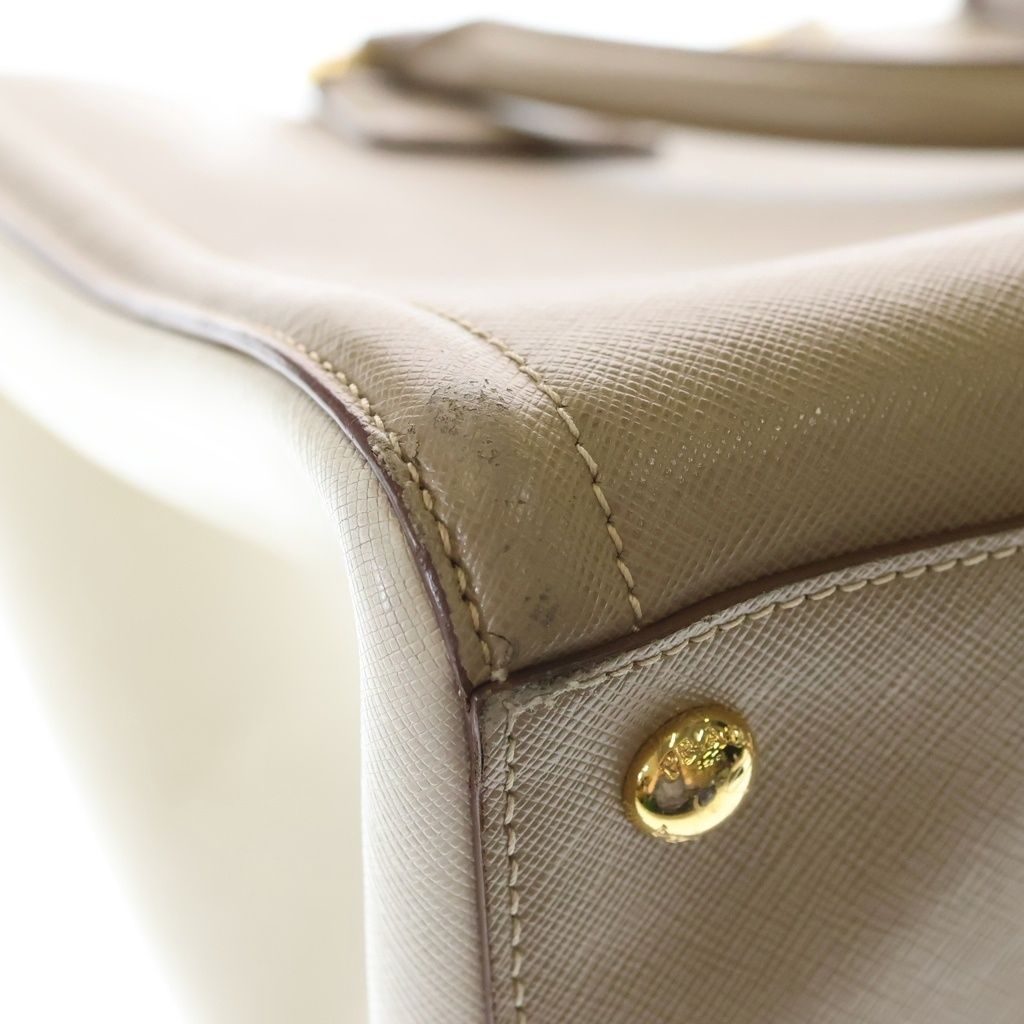 Prada Galleria 2-Way Shoulder Bag Beige Ivory Leather Gold — view 6