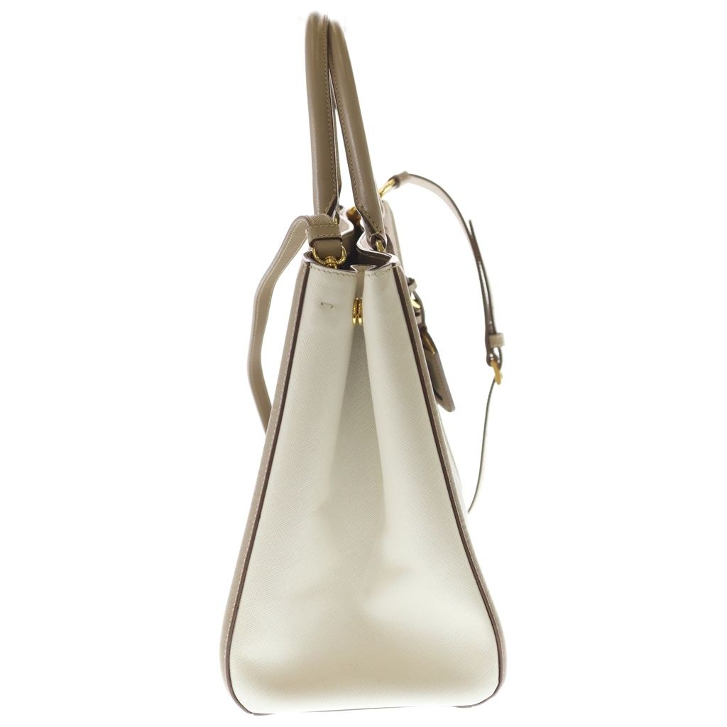 Prada Galleria 2-Way Shoulder Bag Beige Ivory Leather Gold — view 3