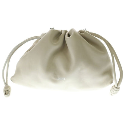 Loewe Flamenco Bath Shoulder Bag Chain White Leather Silver