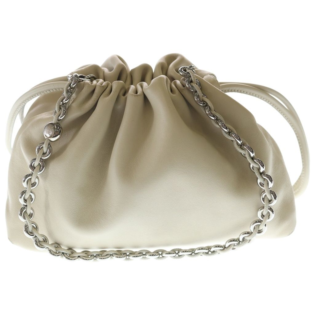 Loewe Flamenco Bath Shoulder Bag Chain White Leather Silver — view 2