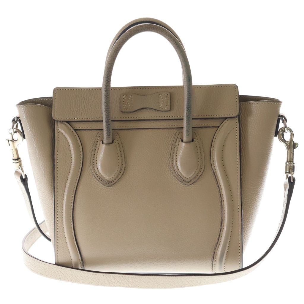 Celine Luggage Nano 2-Way Shoulder Bag Tote Beige Leather Silver — view 2