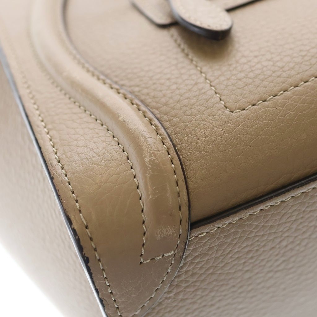 Celine Luggage Nano 2-Way Shoulder Bag Tote Beige Leather Silver — view 6