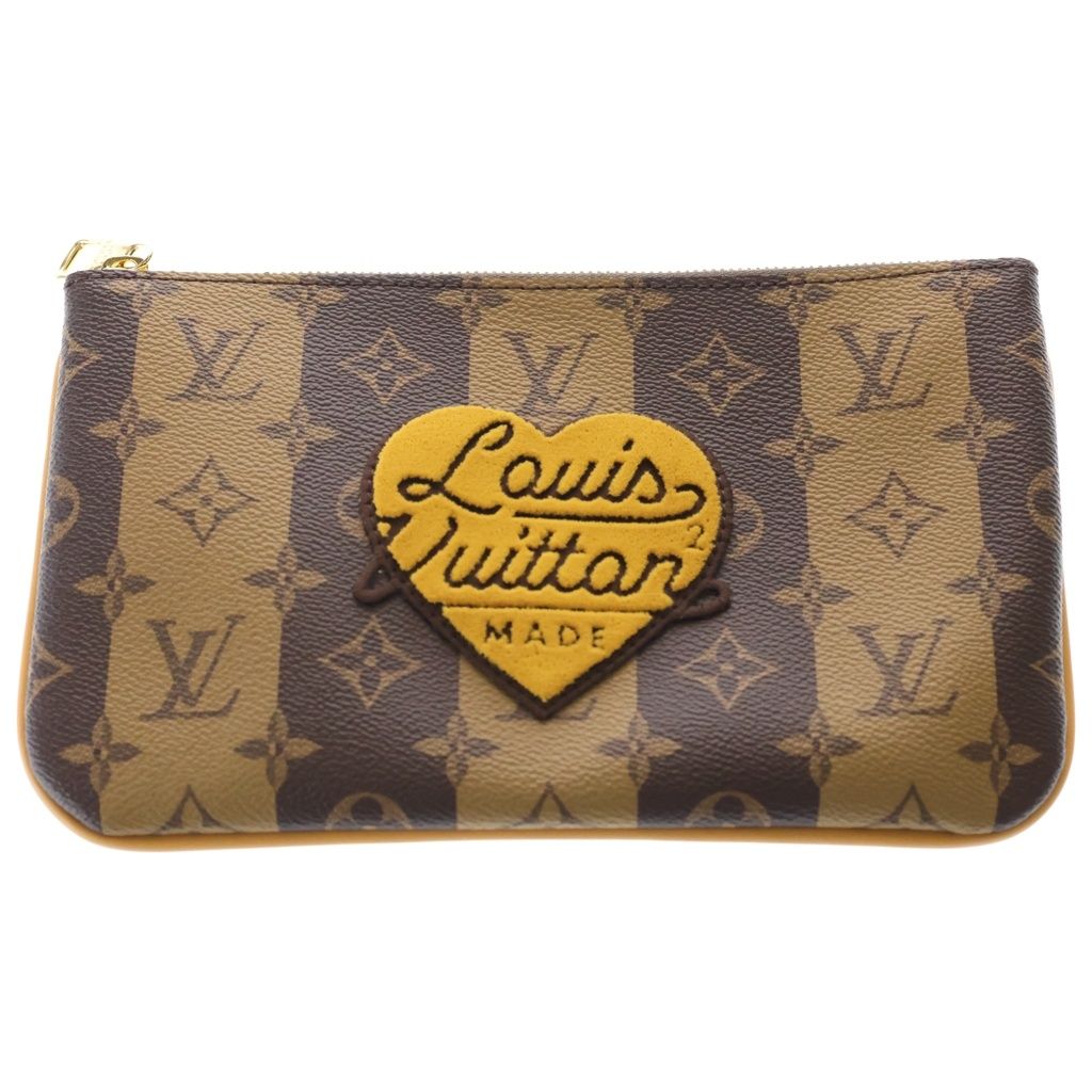 Louis Vuitton Monogram Stripe Trio Messenger Pouch Only Brown Leather