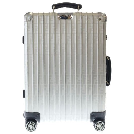 Fendi Rimowa Zucca Pattern Classic Cabin S Suitcase Travel Bag Silver