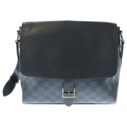 Louis Vuitton Damier Cobalt New Port Messenger Shoulder Bag Navy Leather Silver
