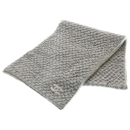 Chanel CC Logo Shawl Gray Cashmere Silk Scarf