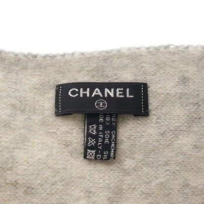 Chanel CC Logo Shawl Gray Cashmere Silk Scarf — view 4