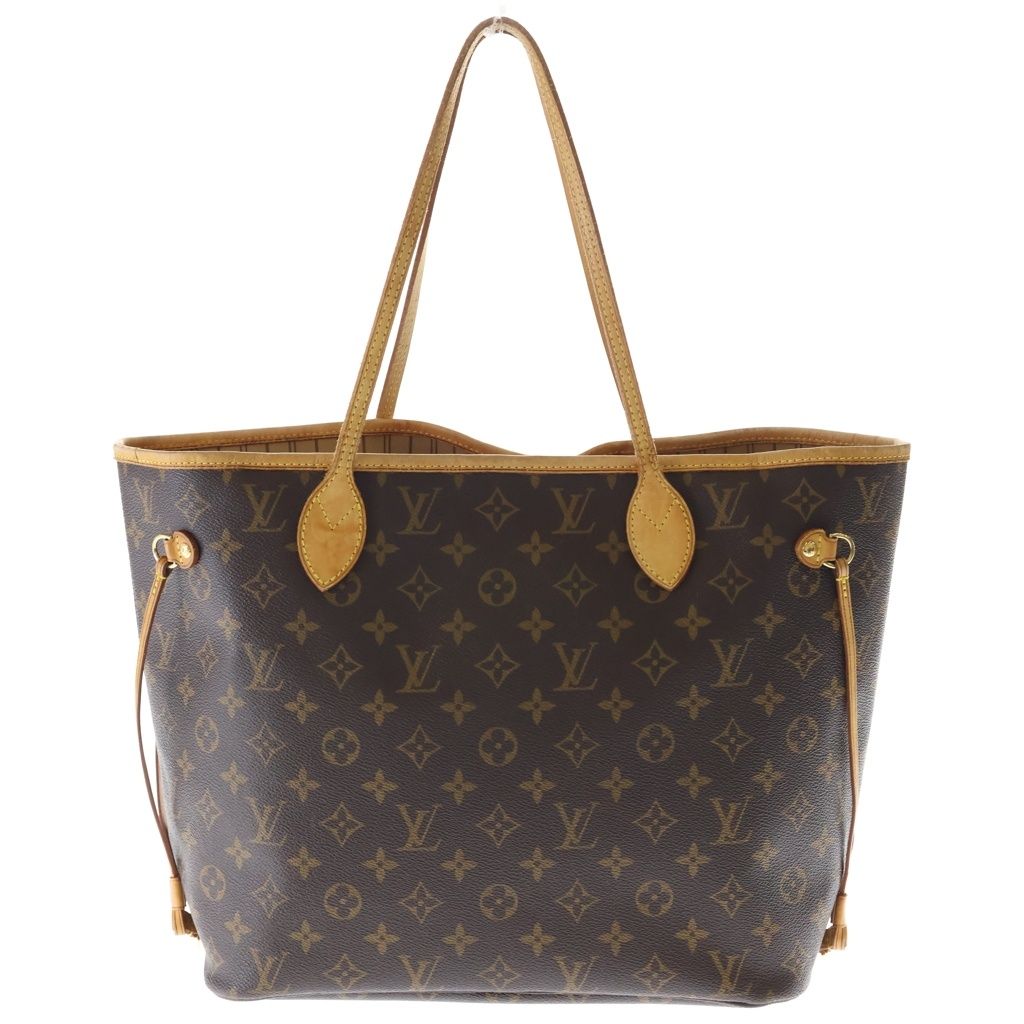Louis Vuitton Monogram Neverfull MM Tote Brown Leather Gold — view 2