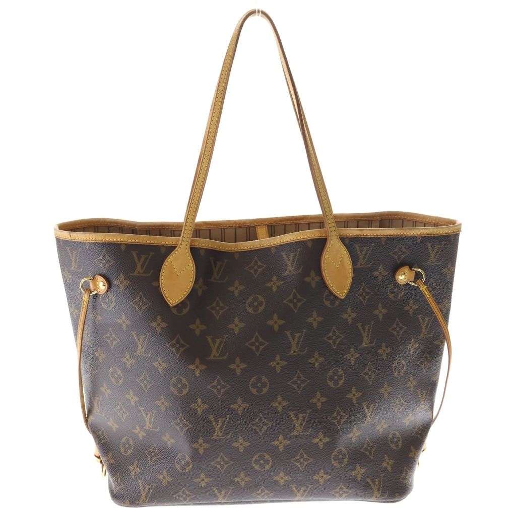 Louis Vuitton Monogram Neverfull MM Tote Brown Leather Gold