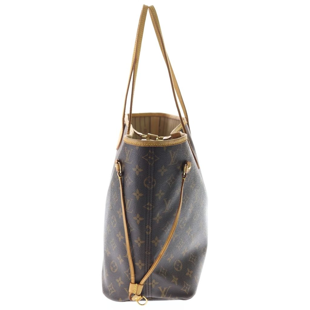 Louis Vuitton Monogram Neverfull MM Tote Brown Leather Gold — view 3