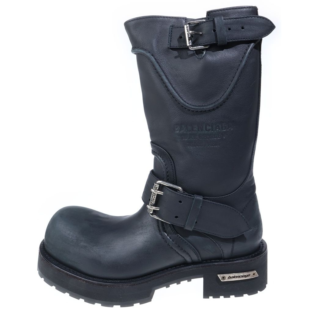 Balenciaga Venom Boots Processed High Cut Leather Engineer Black
