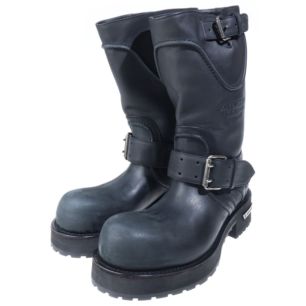 Balenciaga Venom Boots Processed High Cut Leather Engineer Black — view 2